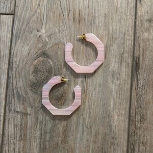 Pink Geometric Hoop Earrings